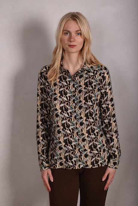 Tamie Noil Silk/viscose mix  shirt. Print "Bird/Branch" - Tone Barker Silk