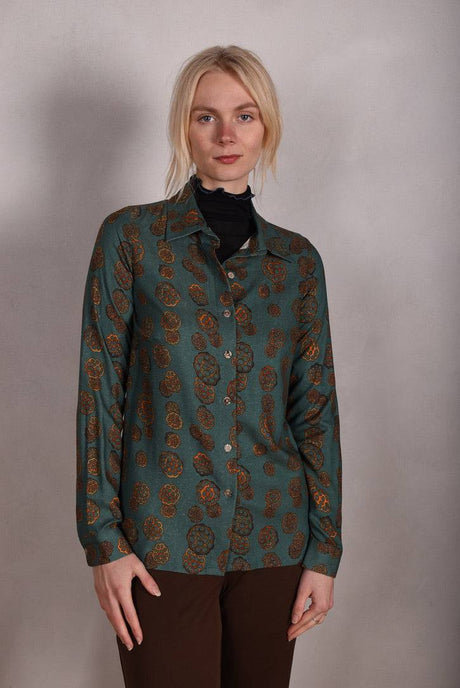 Tamie Noil Silk/viscose mix  shirt. Print "Grotus" - Tone Barker Silk