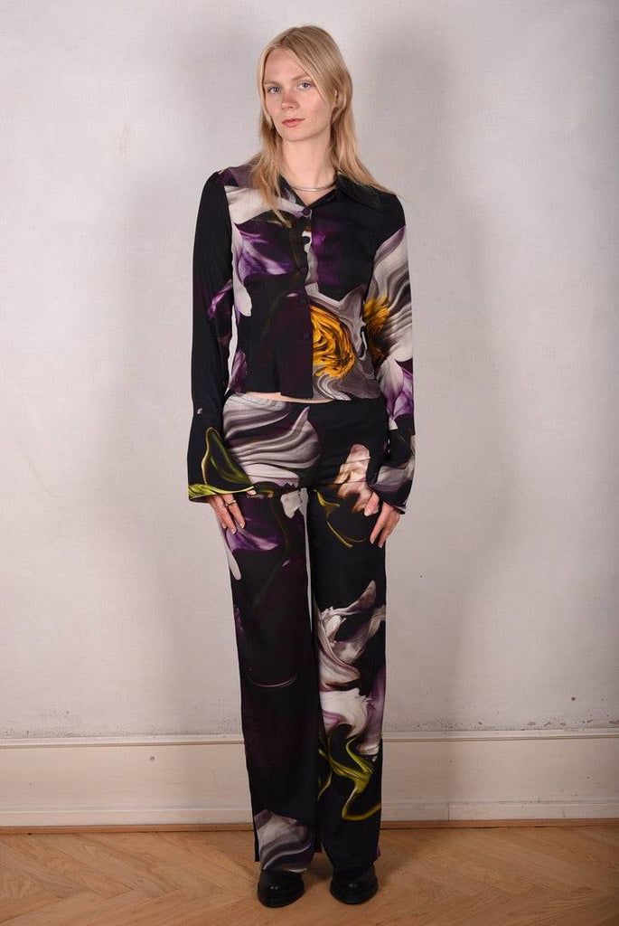 M.BARKER Silk shirt in stretch silk "Deflowered" by Marie Barker - Tone Barker Silk