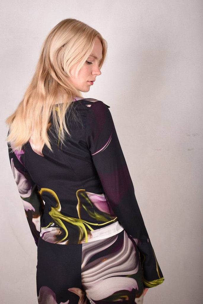 M.BARKER Silk shirt in stretch silk "Deflowered" by Marie Barker - Tone Barker Silk