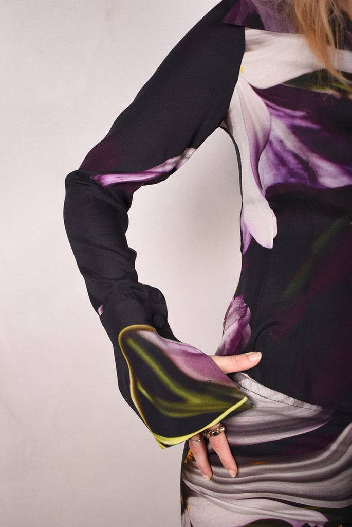 M.BARKER Silk shirt in stretch silk "Deflowered" by Marie Barker - Tone Barker Silk