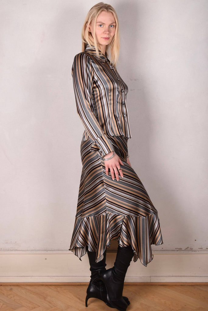 M.BARKER Silk shirt in stretch silk "M.B Stripe" by Marie Barker - Tone Barker Silk