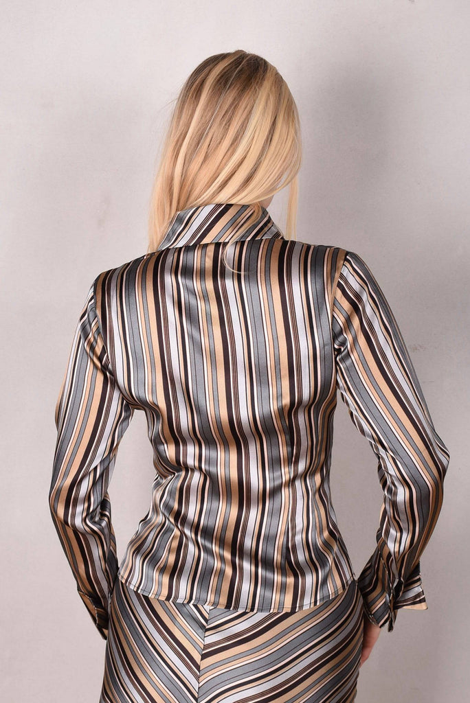 M.BARKER Silk shirt in stretch silk "M.B Stripe" by Marie Barker - Tone Barker Silk