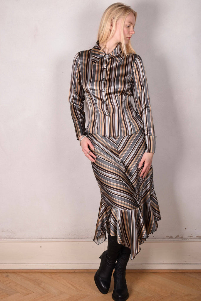 M.BARKER Silk shirt in stretch silk "M.B Stripe" by Marie Barker - Tone Barker Silk