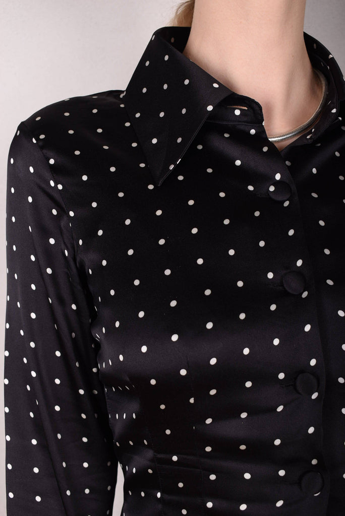 M.BARKER Silk shirt in stretch silk "Pearl Dot" by Marie Barker - Tone Barker Silk