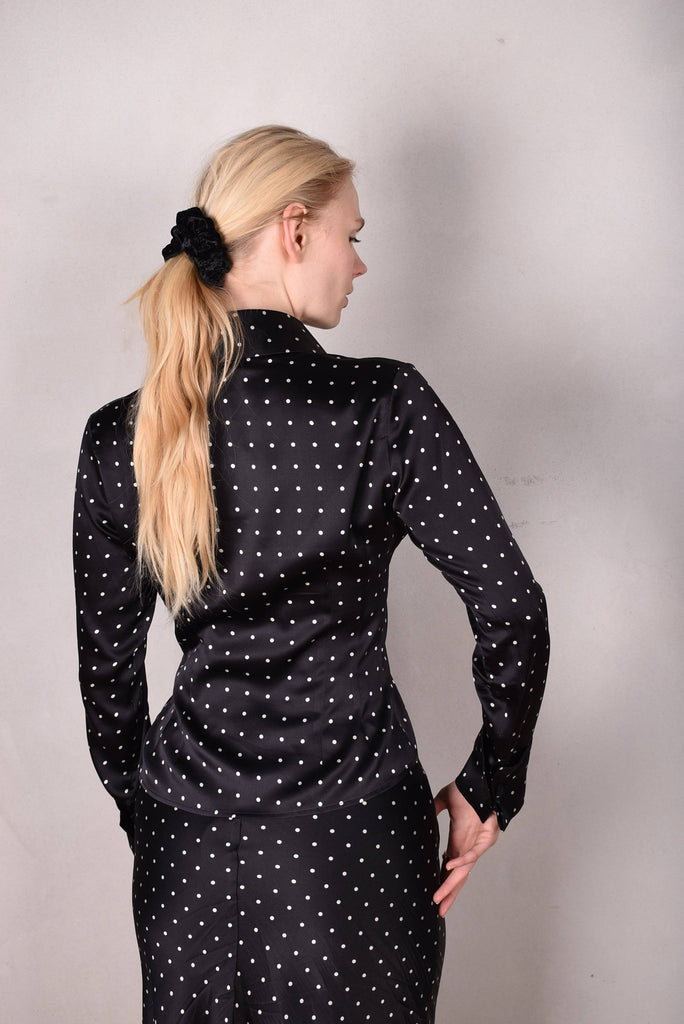 M.BARKER Silk shirt in stretch silk "Pearl Dot" by Marie Barker - Tone Barker Silk