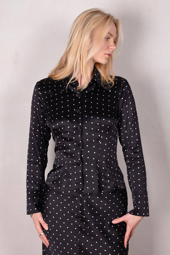 M.BARKER Silk shirt in stretch silk "Pearl Dot" by Marie Barker - Tone Barker Silk