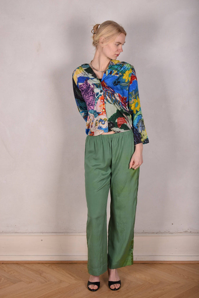 Bifty. Shirt/jacket in Stretch Silk Satin with covered buttons "Giadams" - Tone Barker Silk