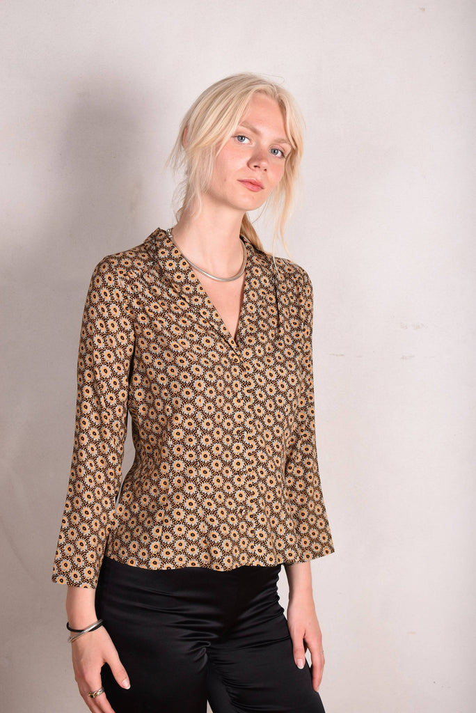 Bifty. Shirt/jacket in Stretch Silk Satin with covered buttons "Ogard" - Tone Barker Silk