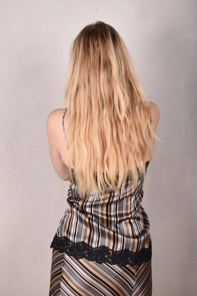 M.BARKER Silk camisole w. lace "M.Stripe" - Tone Barker Silk