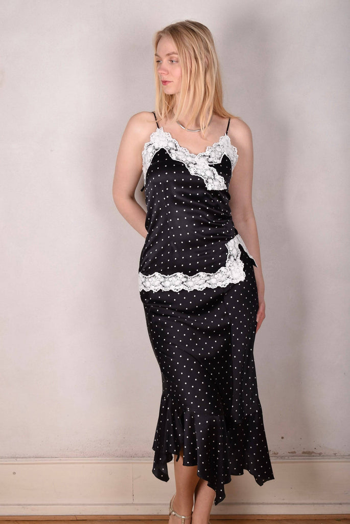 M.BARKER Silk camisole w. lace "Pearl Dot" - Tone Barker Silk