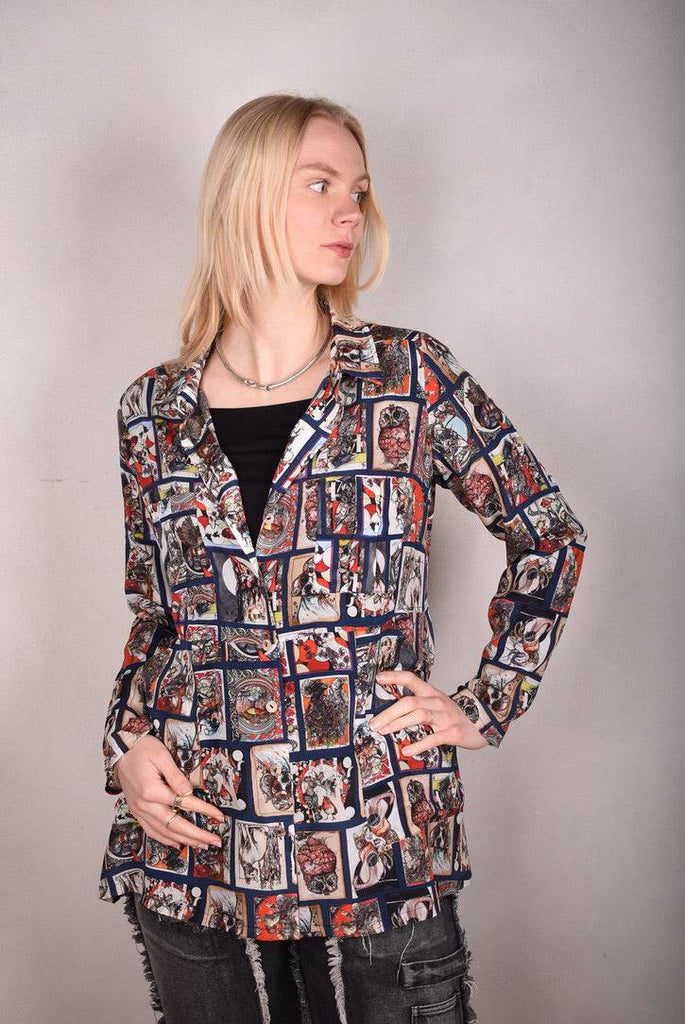 Shohabo. Short shirt-dress in 100% silk Crepe-de-Chine. Print "Susminor" by Suse Hartung - Tone Barker Silk