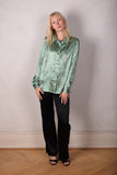Tamie-Stretch Silk satin  shirt. Print 