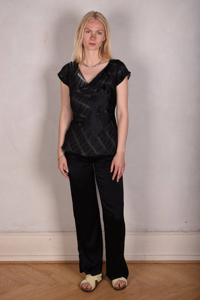 Reversible Silk top "Tintop" Black Ocean/Bleamy"