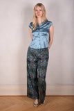 Sif. Short sleeve stretch silk blouse "Bali-blue"