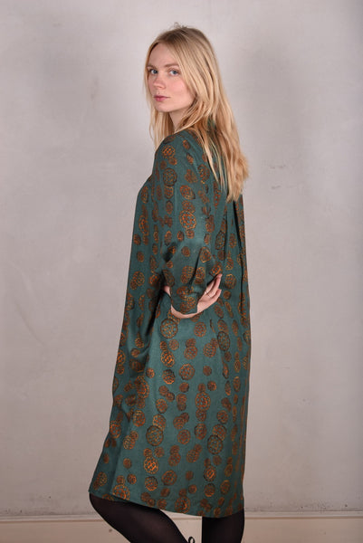 Comfey. Tunic dress  in Noil Silk/Rayon mix. Print "Grotus"