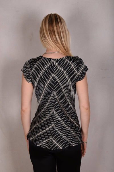 Reversible Silk top "Tintop" Black Ocean/Bleamy"