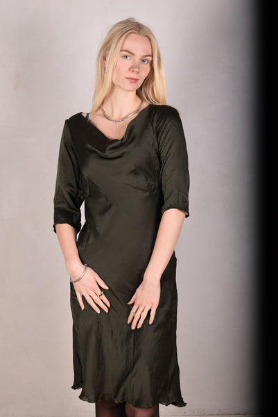 Kathrina. Reversible dress with 3/4 sleeves and cowl neck."Camofleur/Dark"