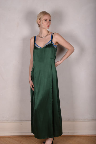 My-Long, Stretch silk maxi length strap-dress. "Forrest"
