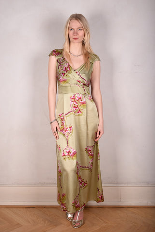 Magnifique. Lang kjole i Silke stretch satin 95%silke-5%elastan "Khanut"