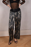 Norah, Wide legged  trousers in Stretch satin Silk. "Marble"