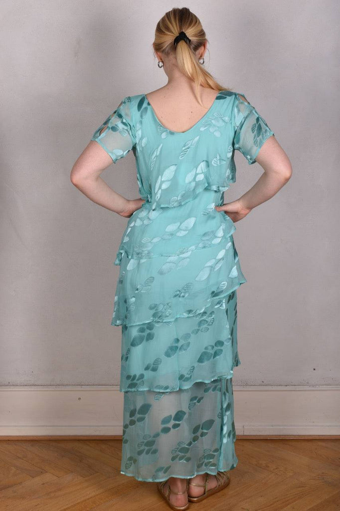 Ann-Frida, Maxi dress in several layers of silk. (Light Turqoise) - Tone Barker Silk