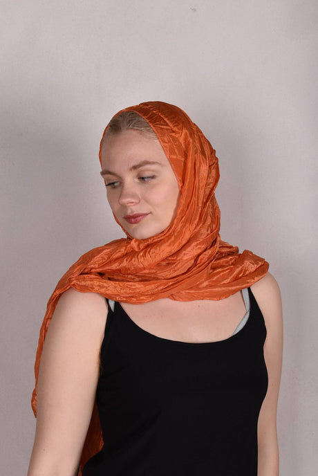 Crush. Large silk shawl.  Col: "Orange" - Tone Barker Silk
