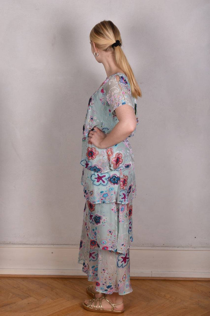 Ann-Frida, Maxi dress in several layers of silk. (Space Velvet) - Tone Barker Silk