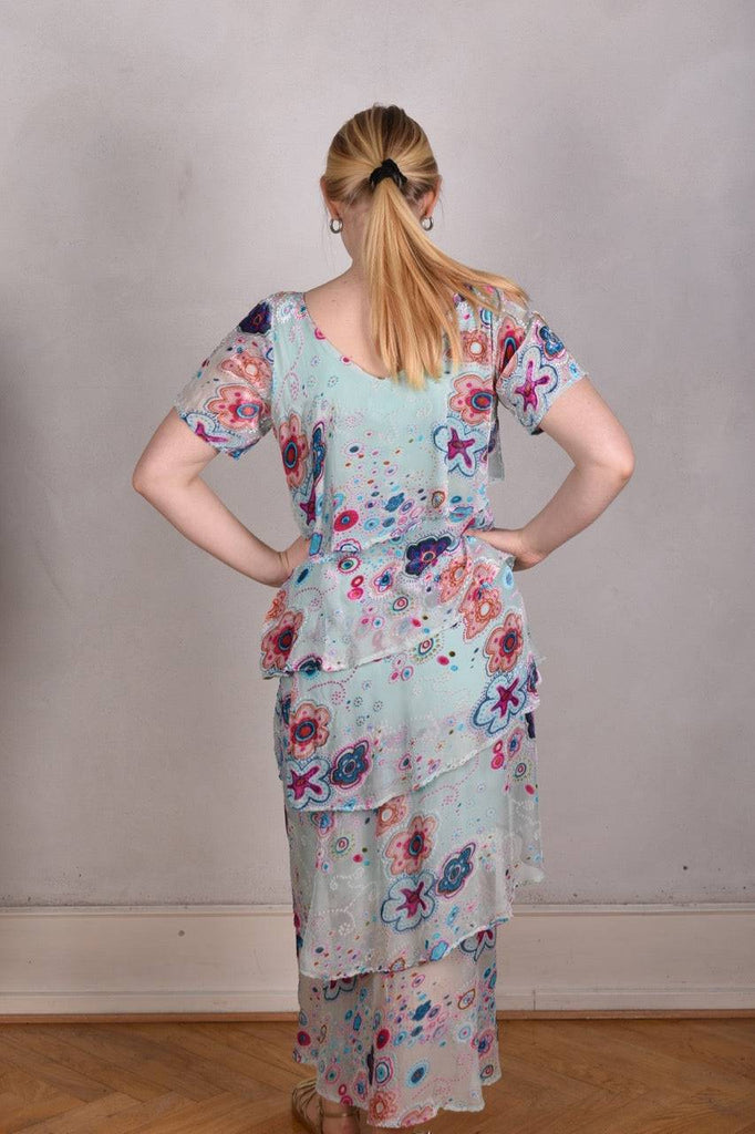 Ann-Frida, Maxi dress in several layers of silk. (Space Velvet) - Tone Barker Silk