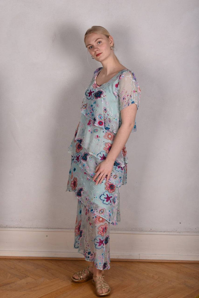 Ann-Frida, Maxi dress in several layers of silk. (Space Velvet) - Tone Barker Silk