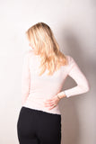 Rollie. Turtle neck top in 100% silk rib. Baby Pink