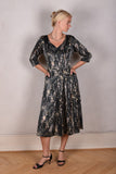 Jane. Stretch Silk midi-length dress with pockets (Marble)