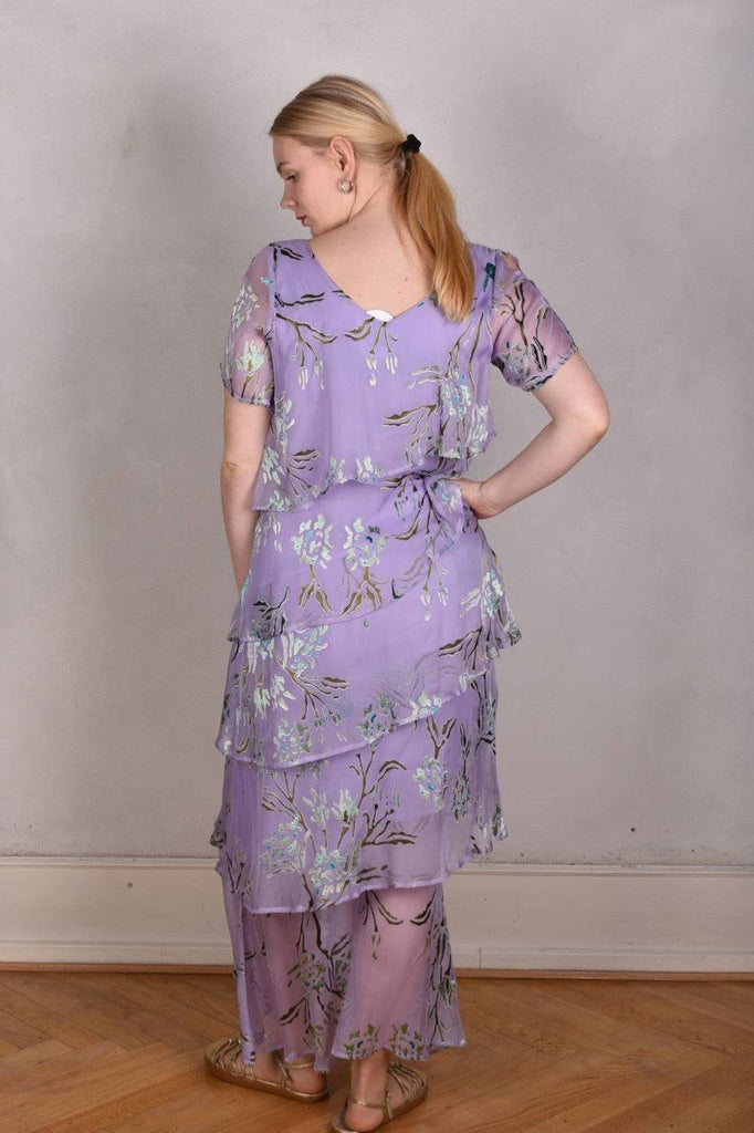 Ann-Frida, Maxi dress in several layers of silk. (Greeting Rose) - Tone Barker Silk