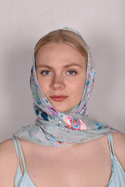 Scarf/Shawl in silk devoré (silk + viscose) print: "Space velvet"