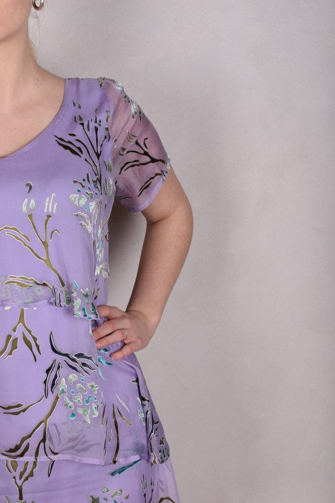 Ann-Frida, Maxi dress in several layers of silk. (Greeting Rose) - Tone Barker Silk