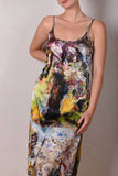 Feodora-print. Silk stretch crepe dress w. adjustable  straps 