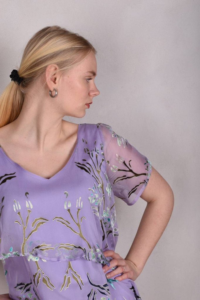 Ann-Frida, Maxi dress in several layers of silk. (Greeting Rose) - Tone Barker Silk