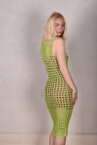 Kraka. Dress in 100% silk Crochet. "Spring-green"