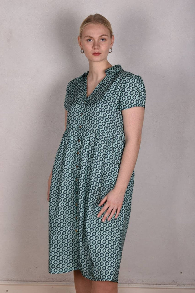 Shennie. Short sleeve shirt-dress in 100% silk Habotai