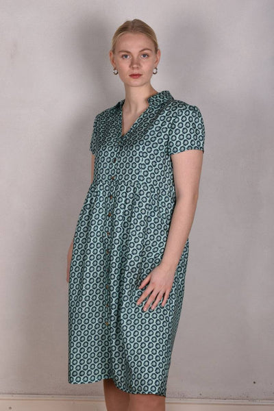 Shennie. Short sleeve shirt-dress in 100% silk Habotai