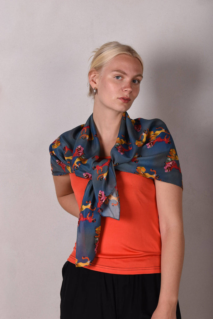 Artist Scarf. Big Square in 100% silk Crepe de Chine " Dance Nulle" - Tone Barker Silk