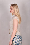 Sif. Short sleeve stretch silk blouse "Cream"