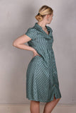 Shennie. Short sleeve shirt-dress in 100% silk Habotai