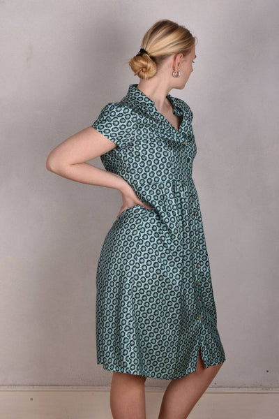 Shennie. Short sleeve shirt-dress in 100% silk Habotai