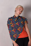 Artist Scarf. Big Square in 100% silk Crepe de Chine " Dance Nulle"