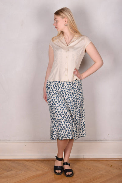 Sif. Short sleeve stretch silk blouse "Cream"