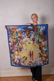 Artist Scarf. Big Square in 100% silk Crepe de Chine 