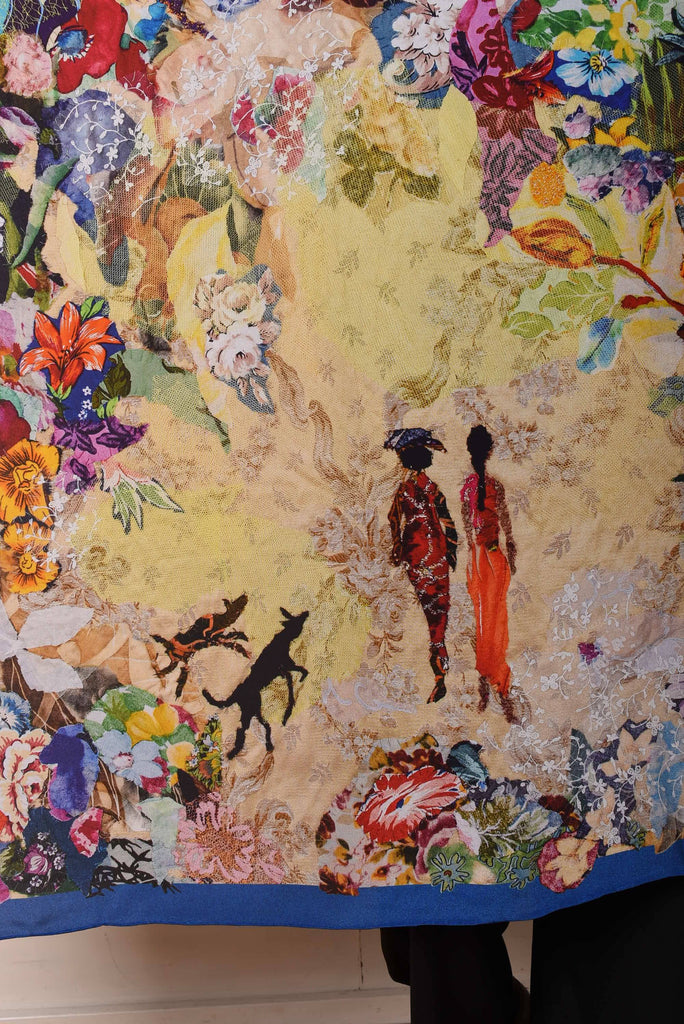 Artist Scarf. Big Square in 100% silk Crepe de Chine " Bali Nulle" - Tone Barker Silk