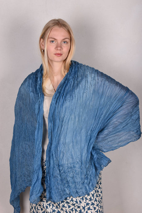 Crush. Large silk shawl.  Col: "Blue" - Tone Barker Silk