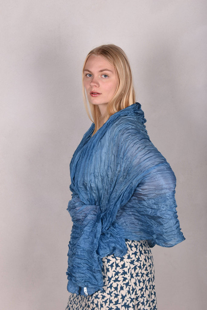 Crush. Large silk shawl.  Col: "Blue" - Tone Barker Silk